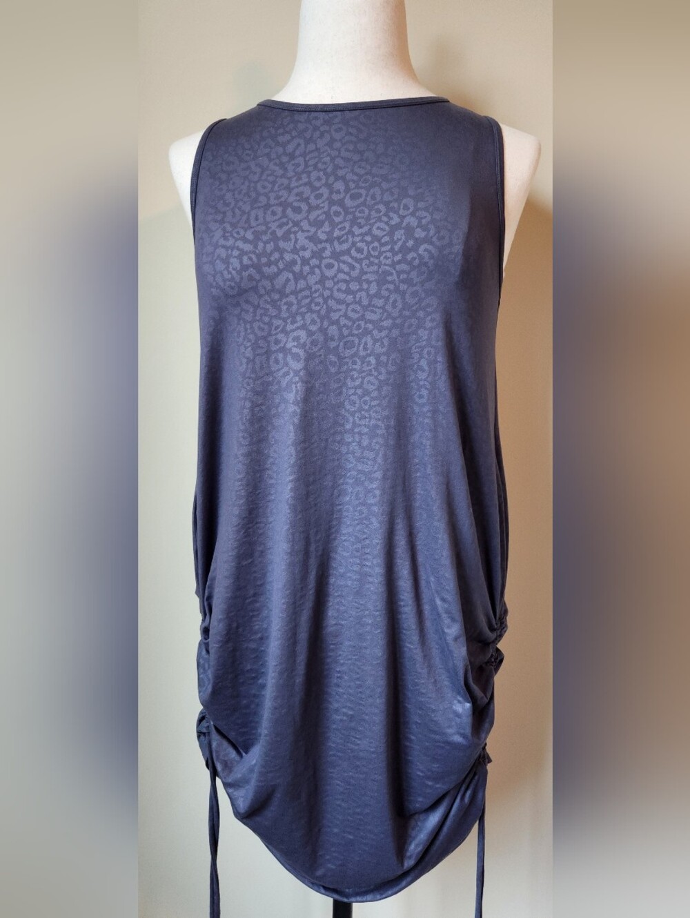 Constantly Varied Gear  CVG M/L Gray Leopard Print Multiway Cinched Ruched Dress